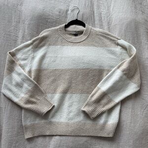 American Eagle Outfitters Cream and Tan Cowl Neck Sweater